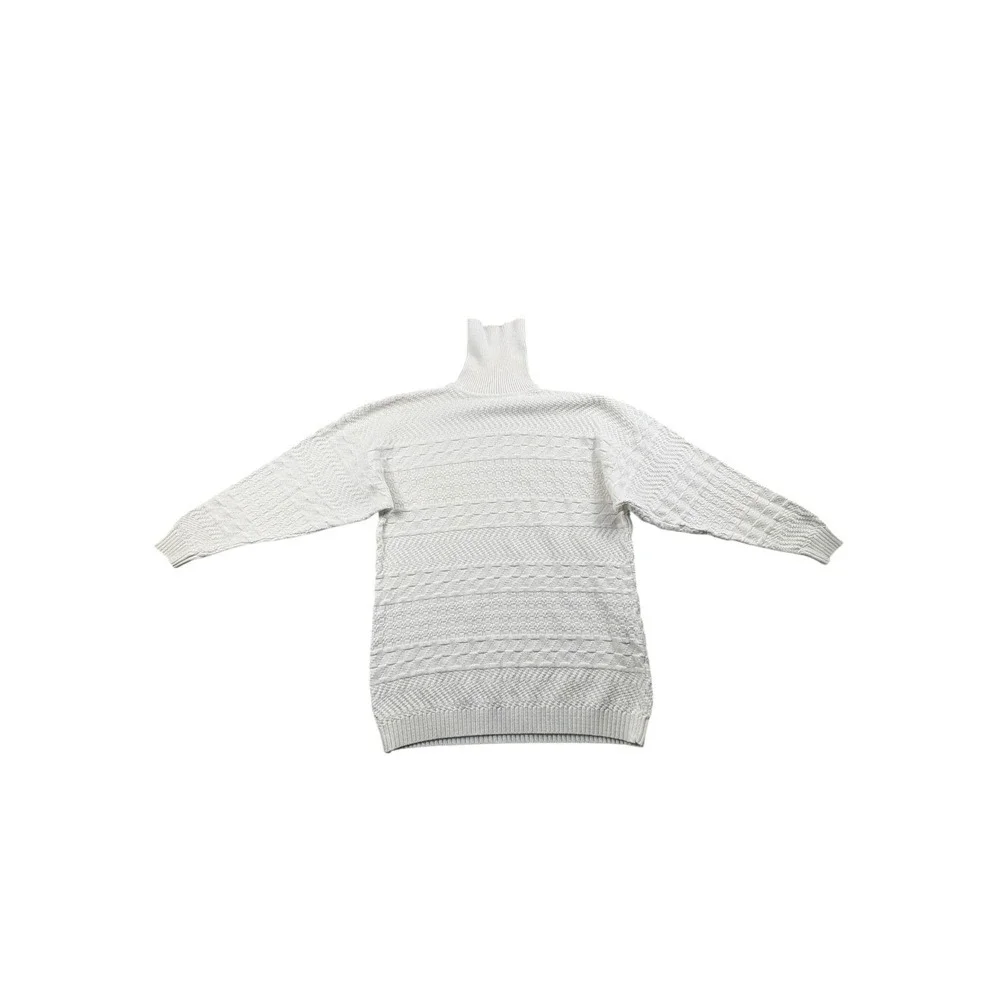 Ann‎ Taylor Cream Cable Knit Turtleneck Sweater Womens Medium 100% Cotton